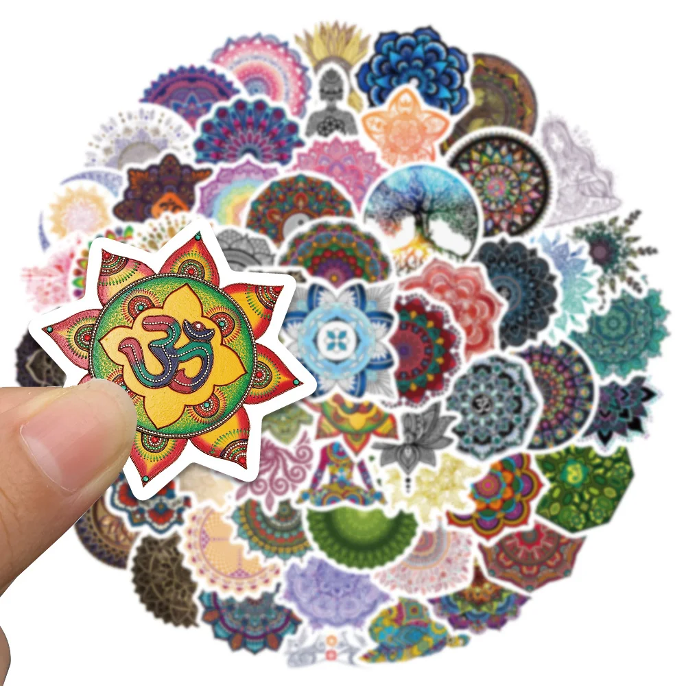 60pcs Mandala Flower Sticker Aesthetic Fashion Decal For Luggage Phone Magazine Guitar Skateboard DIY Decoration Sticker