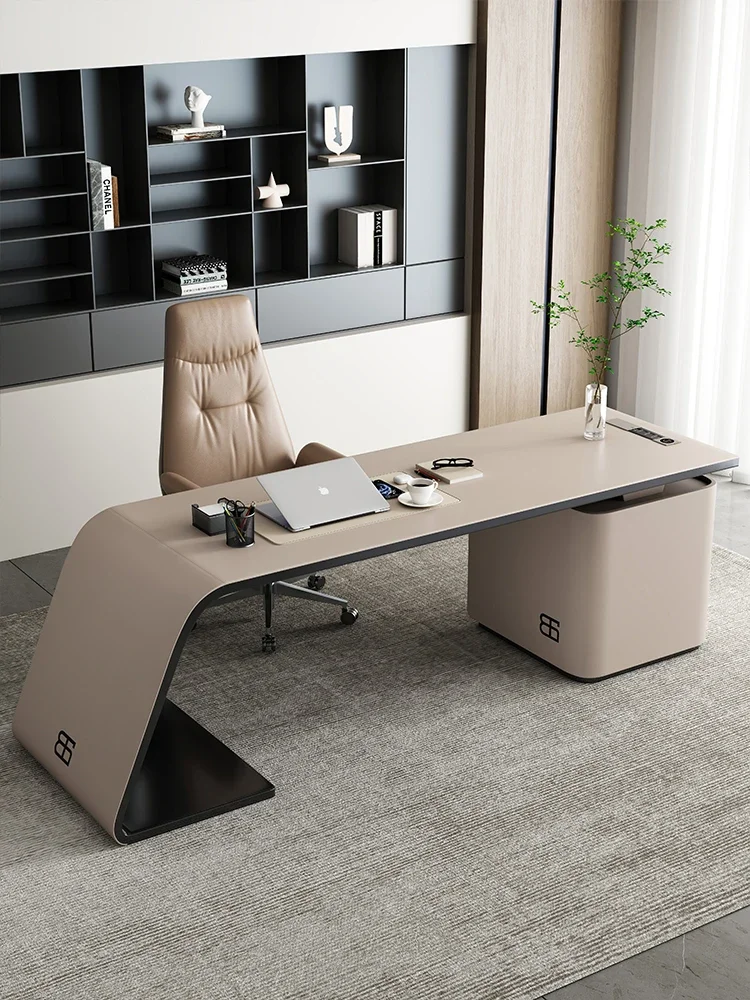 Italian light luxury computer desk, modern, simple, high-end, corner boss's desk