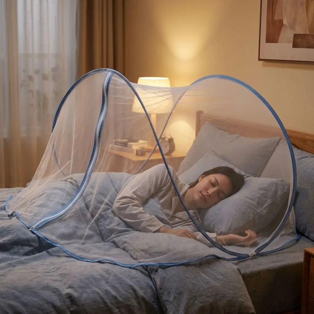 High-Density Mesh Foldable Facial Mosquito Net Pest Control Mesh Canopy Head Mosquito Tent Lightweight Breathable