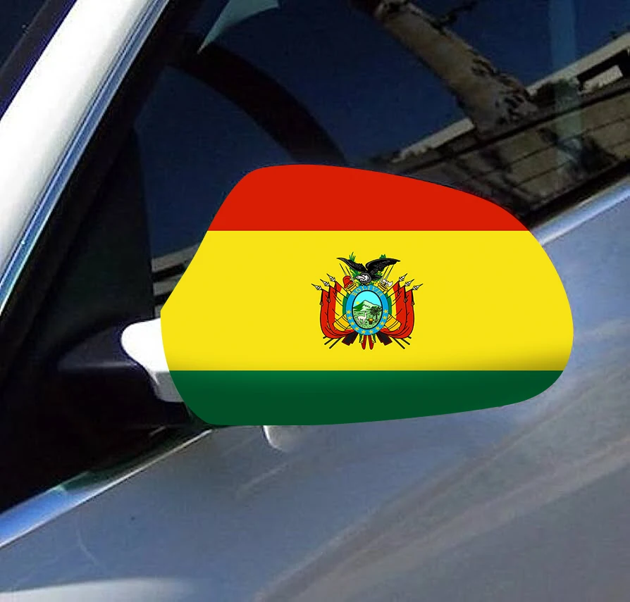 Directly Delivery 2 Pcs Free Size Four-way stretch fabric Bolivia Flags Car Mirror Cover