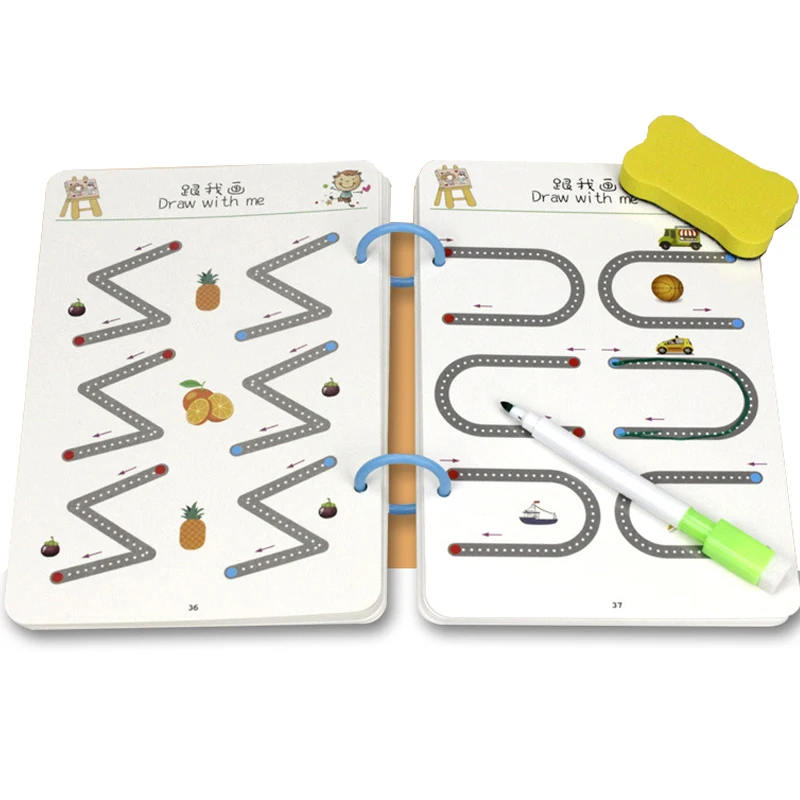 

Training Cards Reusable Practice Copybook Tracing Workbook Magical Montessori Pen Control for Kids Tracing Education Book