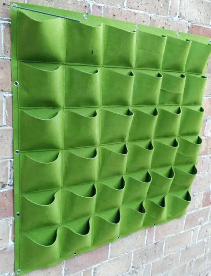 9/18/36/64 Pockets Green Grow Bags Planter Vertical Garden Vegetable Living Garden Bag Seedling Wall Hanging Plant Growing Bags