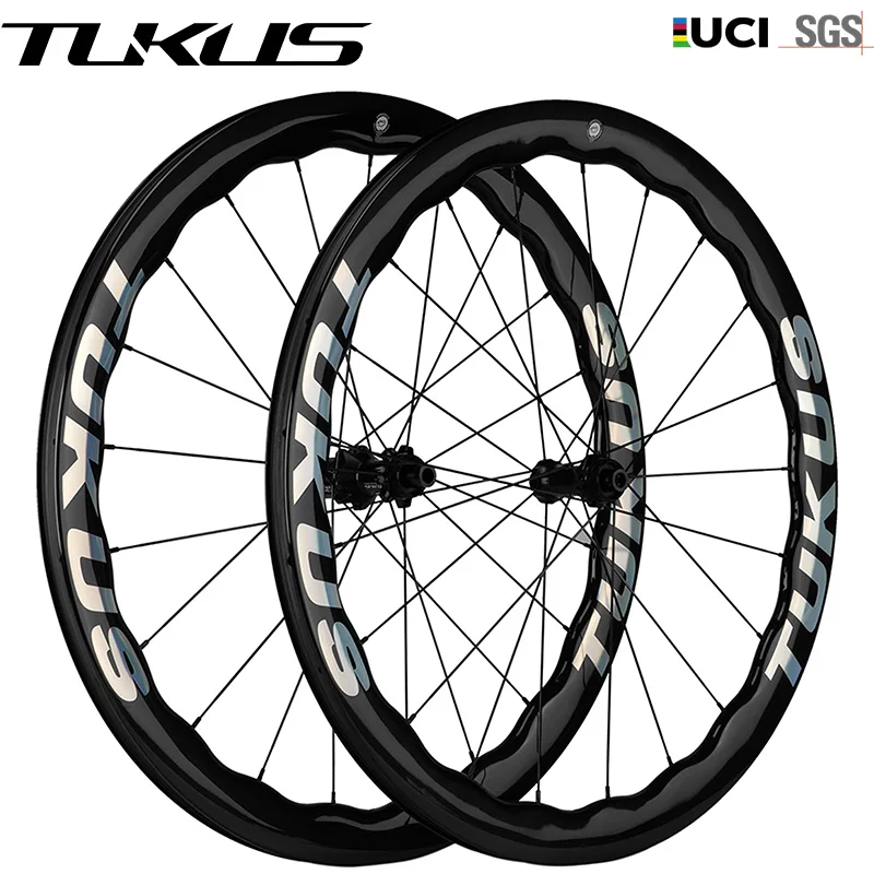 

Tukus Aerodynamics Wheelset Road Bike Disc Brake Wheel Carbon Wheels UCI Quality Wave Wheel Set for Beginner Bicycle Wheelsets