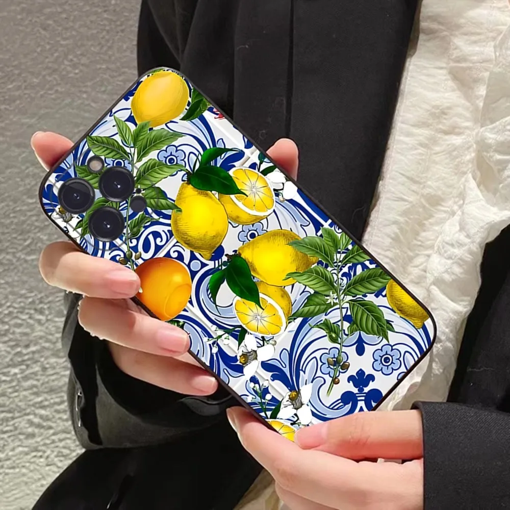 Mediterranean Lemon Phone Case For iPhone 15 14 11 12 13 Mini Pro XS Max Cover 6 7 8 Plus X XR SE 2020 Funda Shell