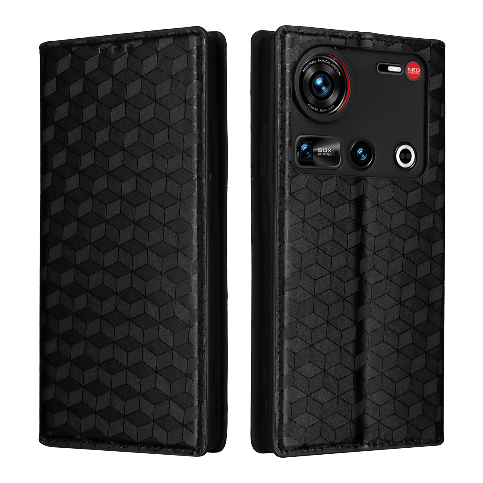 Capa de couro flip para zte nubia z70 pele ultra magnética padrão tridimensional prevenção de queda slot para cartão carteira capa de telefone