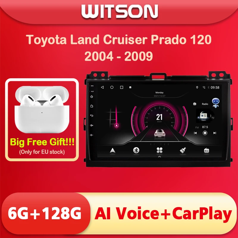 

WITSON 9 inch BIG SCREEN Android 11 AI VOICE 2 Din Car radio For TOYOTA PRADO 2006 2007 2008 2009 2010 6RAM 128ROM auto stereo