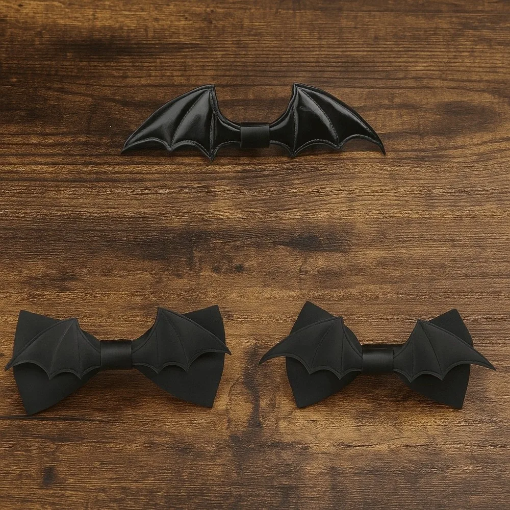 

Classic PU Leather Halloween Cravat Adjustable Black Bat Bow Tie Soft Creative Men Necktie Suit Accessories
