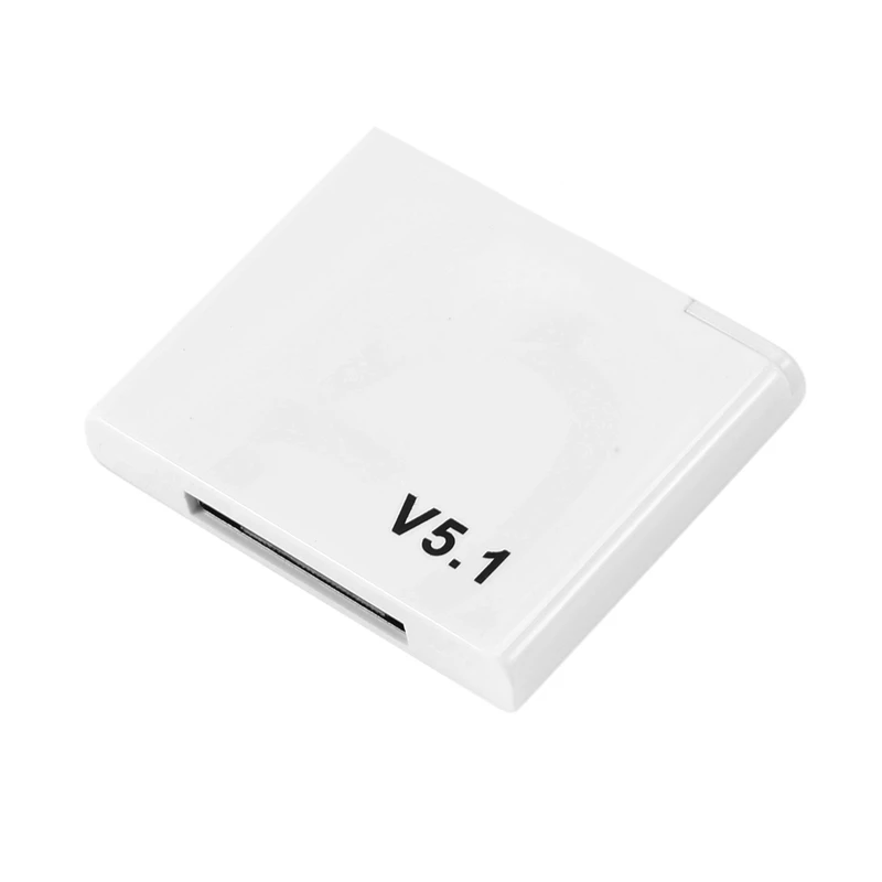 30 Pin Bluetooth 5.1 Audio Receiver A2DP Music Mini Wireless Adapter for 30Pin Jack Analog Speaker White