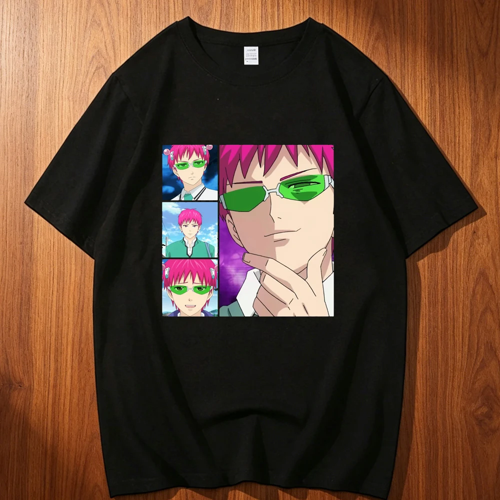 Saiki k cotton t shirt teen Retro anime Pop Culture Classic graphic Psychedelic shirt 80s aesthetic Breathable University
