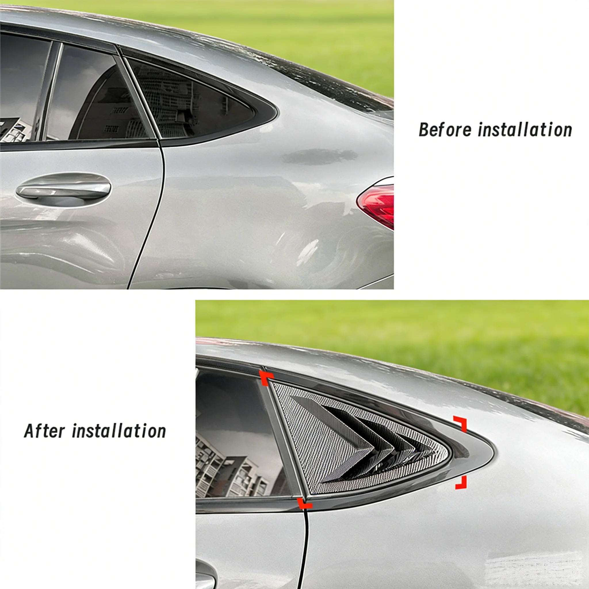 Reliable-Car Rear Triangular Window Louvers Shutters Blinds Cover Trim For Mercedes-Benz GLC Coupe C253 2016-2022 Glossy Black