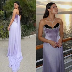 Lilac Evening Dress Saudi Arabia Lace-up Prom Dresses Floor-Length Sweetheart Crystal Beads Wedding Party Gown Robes De 2024