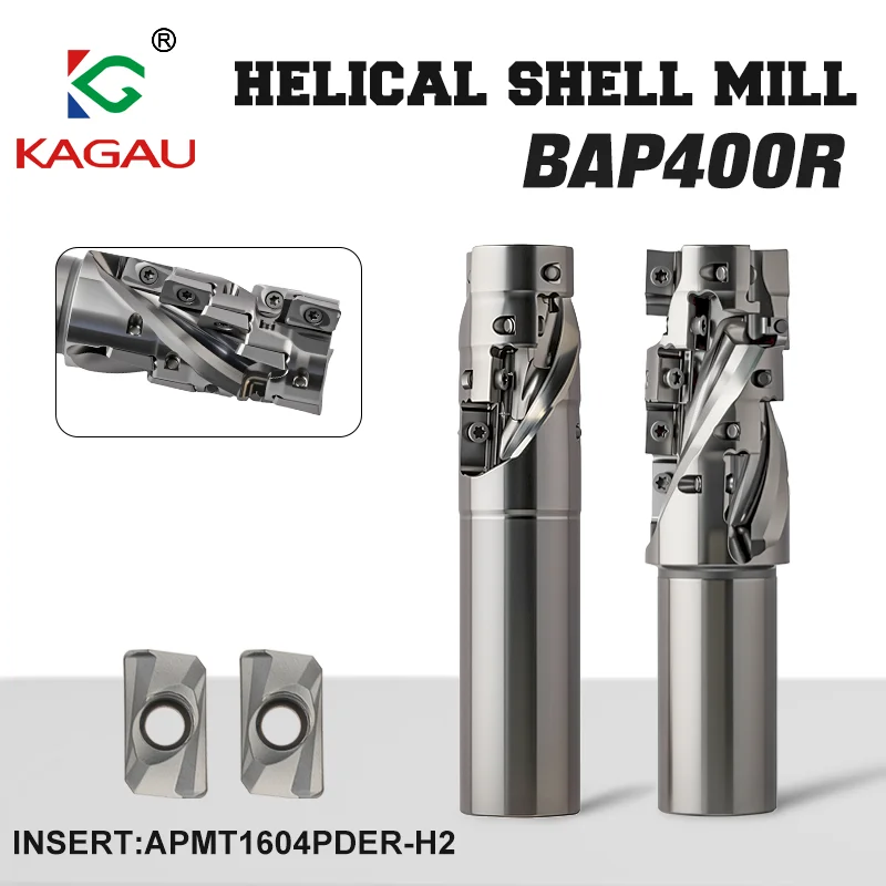 BAP400R Corn Milling Cutter Rod CNC TOOL Side Roughing Cutting Spiral Groove Helical Shell Mill For APMT1604 Carbide Insert