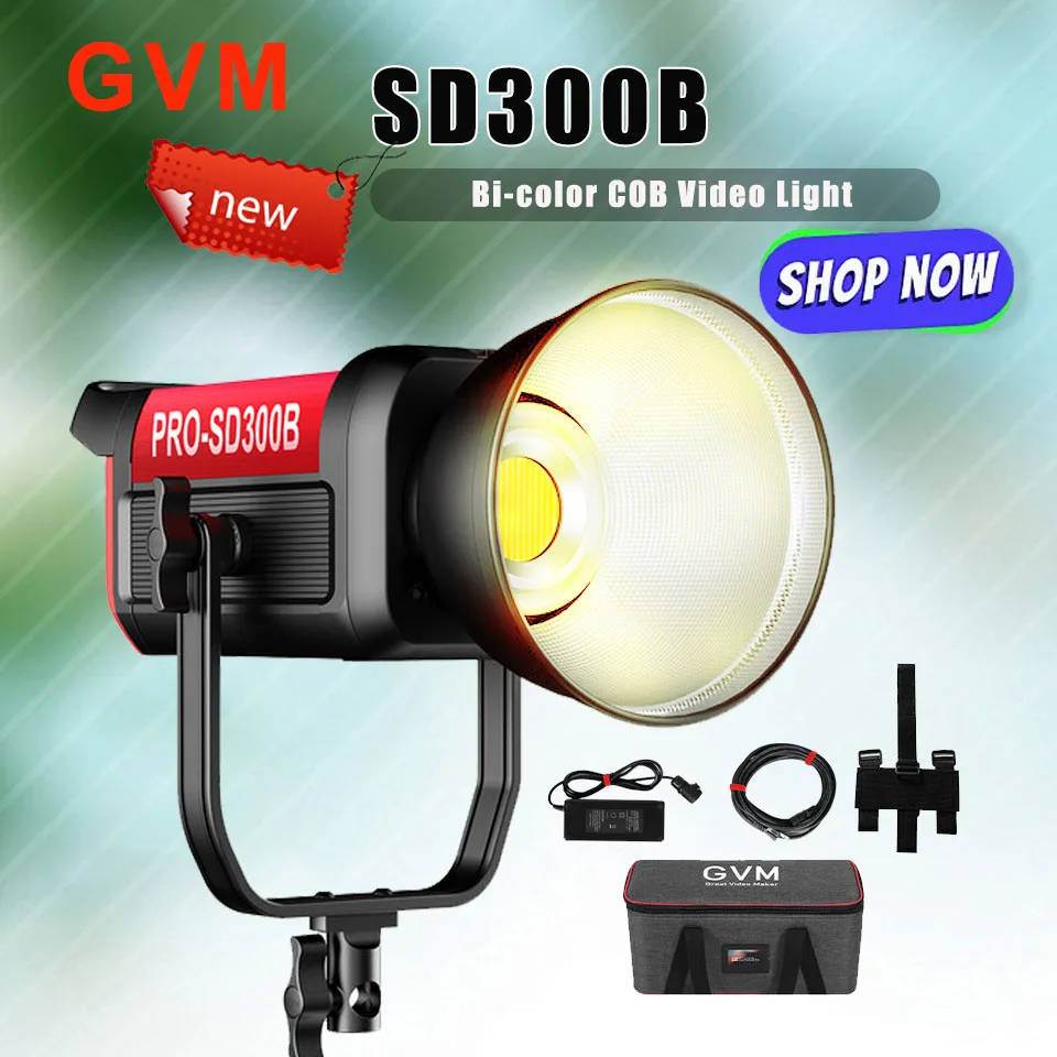 

GVM Pro SD300B Bi-Color LED Monolight 300w Photography Fill Light 2700-6800K COB Studio Video Light for Live Streaming