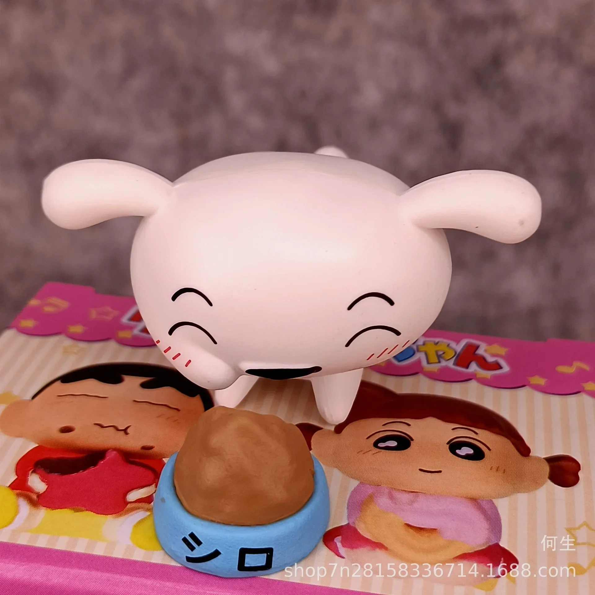 반다이 6 개/대 애니메이션 크레용 신짱 음식 공유 파티 카와이 그림 PVC 모델 장난감 인형 수집 자동차 장식품 선물