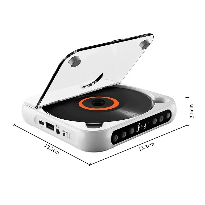 

Портативный CD-плеер с поддержкой Bluetooth, HiFi-звуком, беспроводным и проводным воспроизведением, перезаряжаемый, компактный, подходит для путешествий, дома и автомобиля.