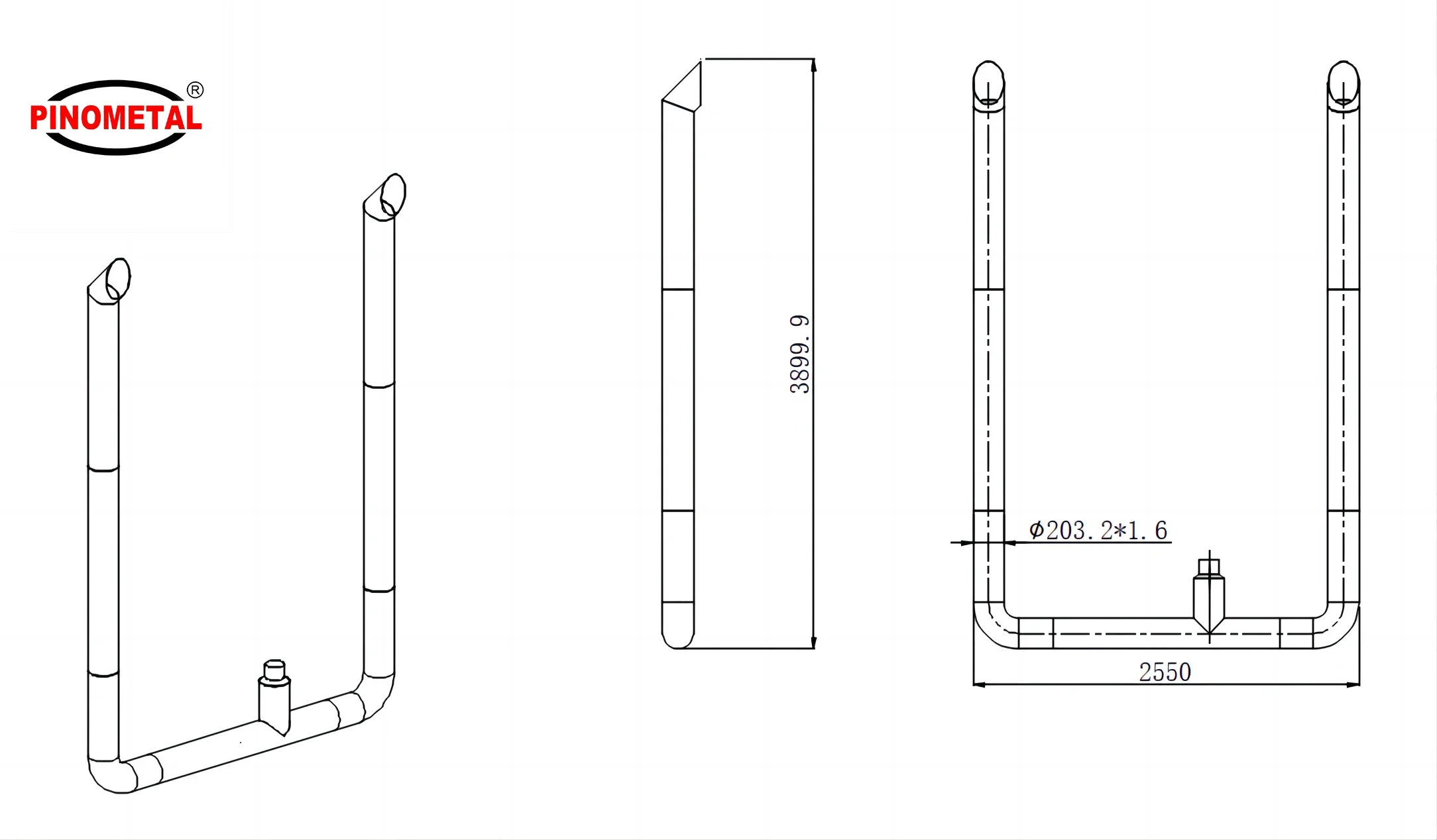 Semi Truck OD 8 Inch Stainless Steel UniGoncho Style Exhaust Stack Kits With T-Pipe for Peterbilt