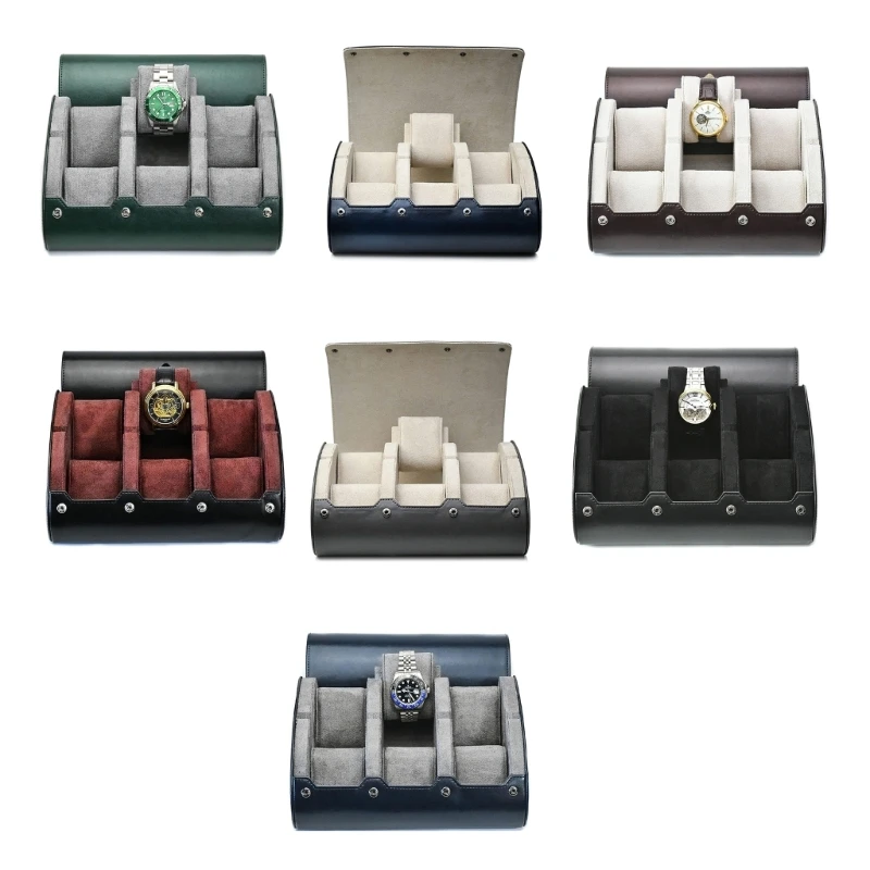 

PU Leather Watch Box 6-Bit Travel Watch Roll Wristwatch Holder Display Cases