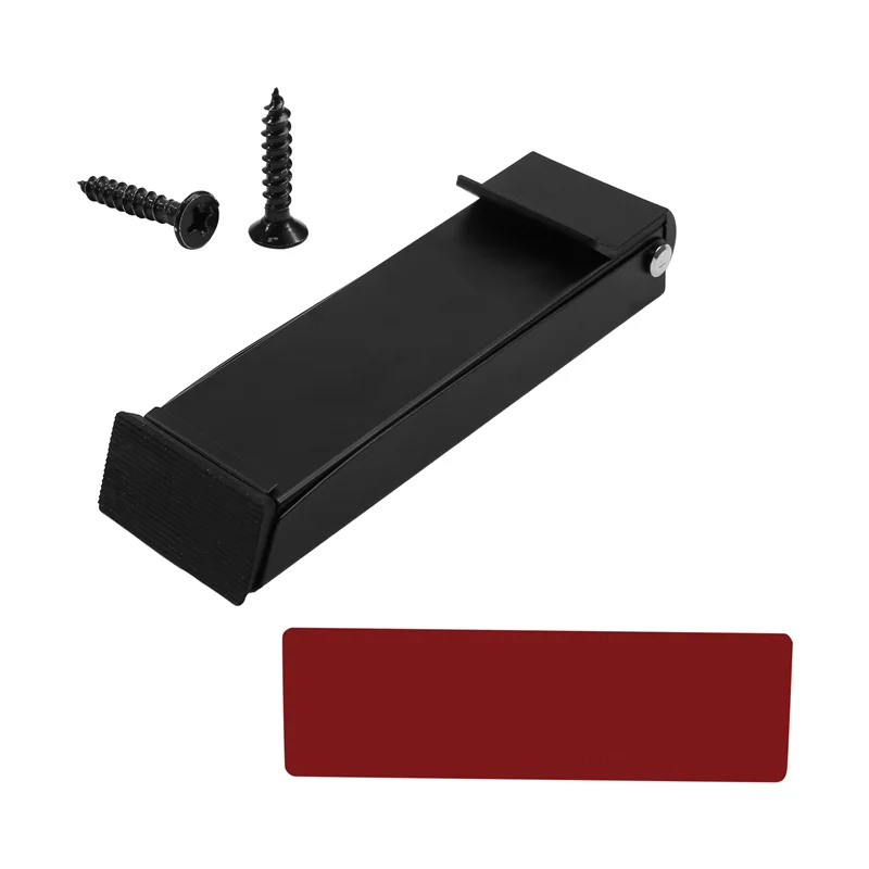 ABJO-Bentones de puerta con pedal autoadhesivo, soporte de tope de puerta sin perforación, acero inoxidable, antideslizante, negro