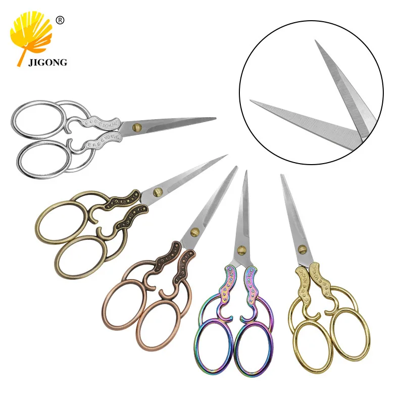 Stainless steel retro DIY cross stitch small scissors, beauty tools European classical plum blossom scissors gourd thread scisso