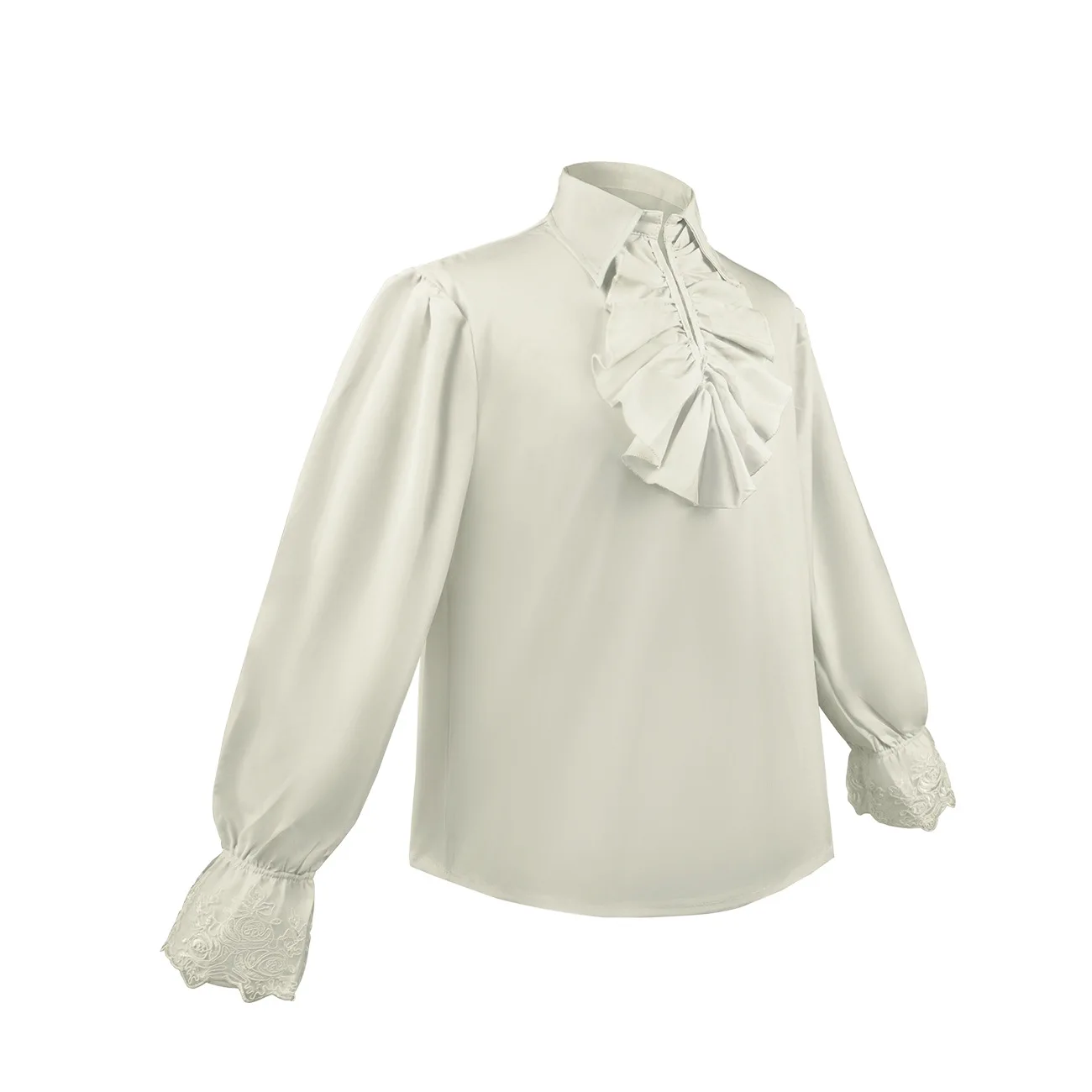 Middeleeuwse Halloween Renaissance Steampunk Kanten Kraag Kant Ruche Vampire Cos Shirt