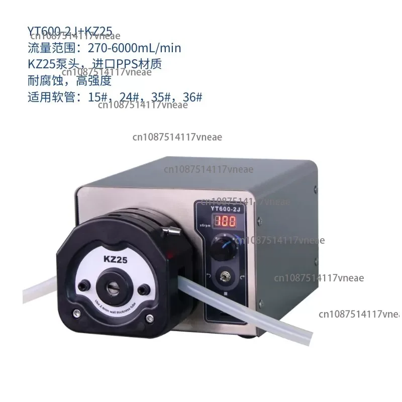 Peristaltic Pump YT600-2J with KZ25 Pump Head 270~6000mL/min Industrial Variable Speed Liquid Transfer Dosing Peristaltic Pump