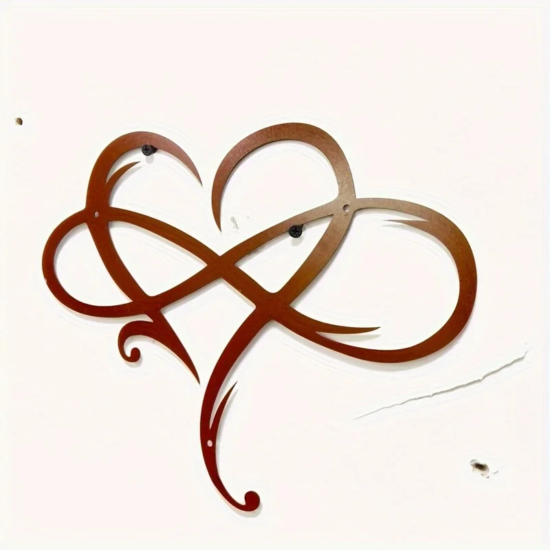 Modern Heart-Shaped Metal Wall Decor - Interlocking Infinity Love Design, Durable Steel Wall Hanging Decoration, Suitable for Valentine's Day, Mother's Day, Bedroom, and Indoor Home Decor