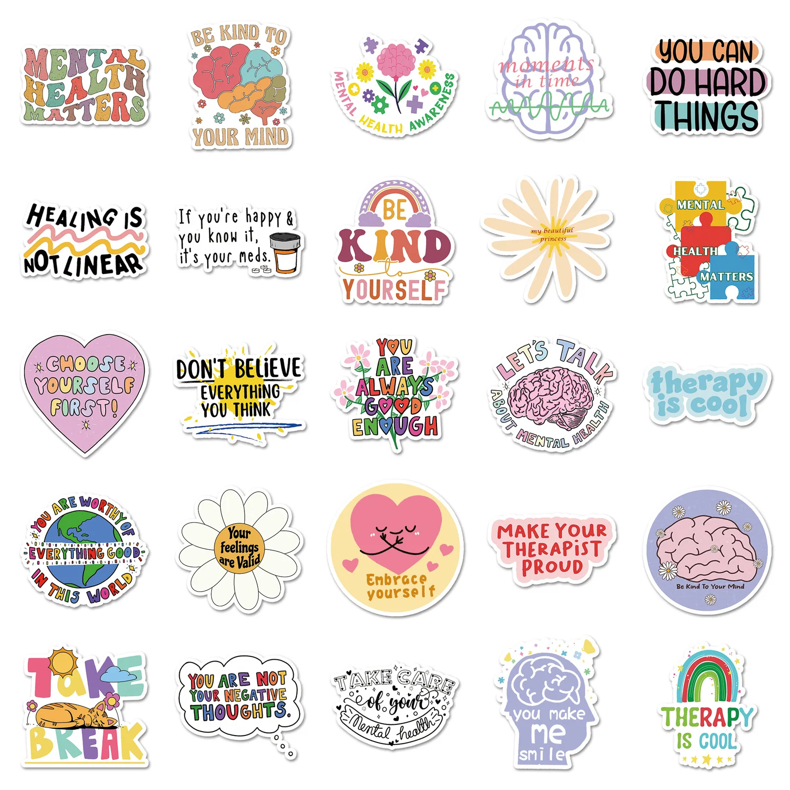 50PCS Mental Health Stickers Graffiti Stickers DIY Diary Phone Case Handmade Scrapbook Aesthetic Stickers image 6