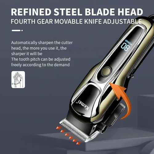 Imagen 2 del producto Cortadora de pelo Kemei PG1990A recargable o peines de límite, cortadora de pelo profesional inalámbrica para hombres, Máquina para cortar cabello para hombres, peluquero
