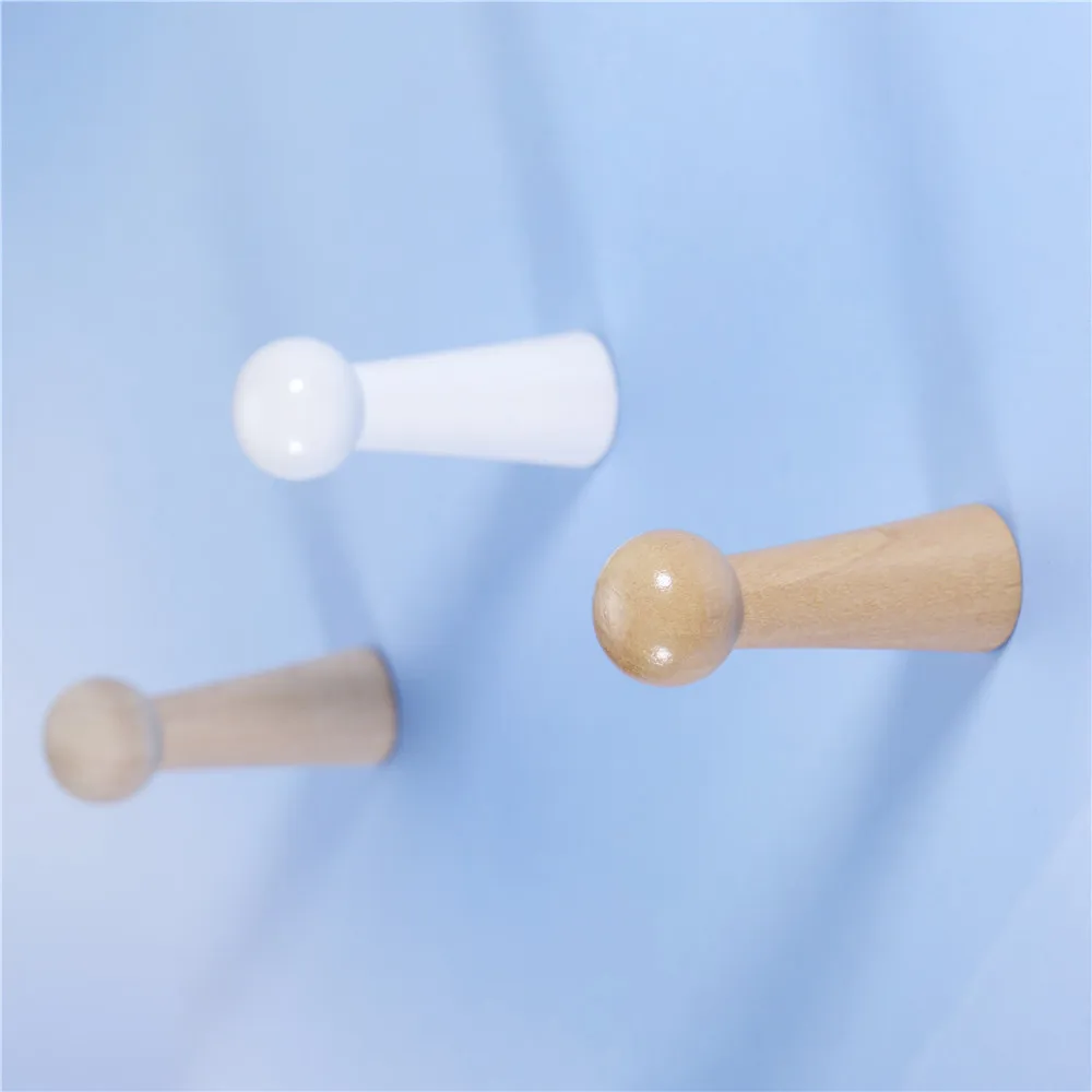 2pcs Wood Peg Hook w/screw Unpainted Natural Wooden White 50mm/0.71\