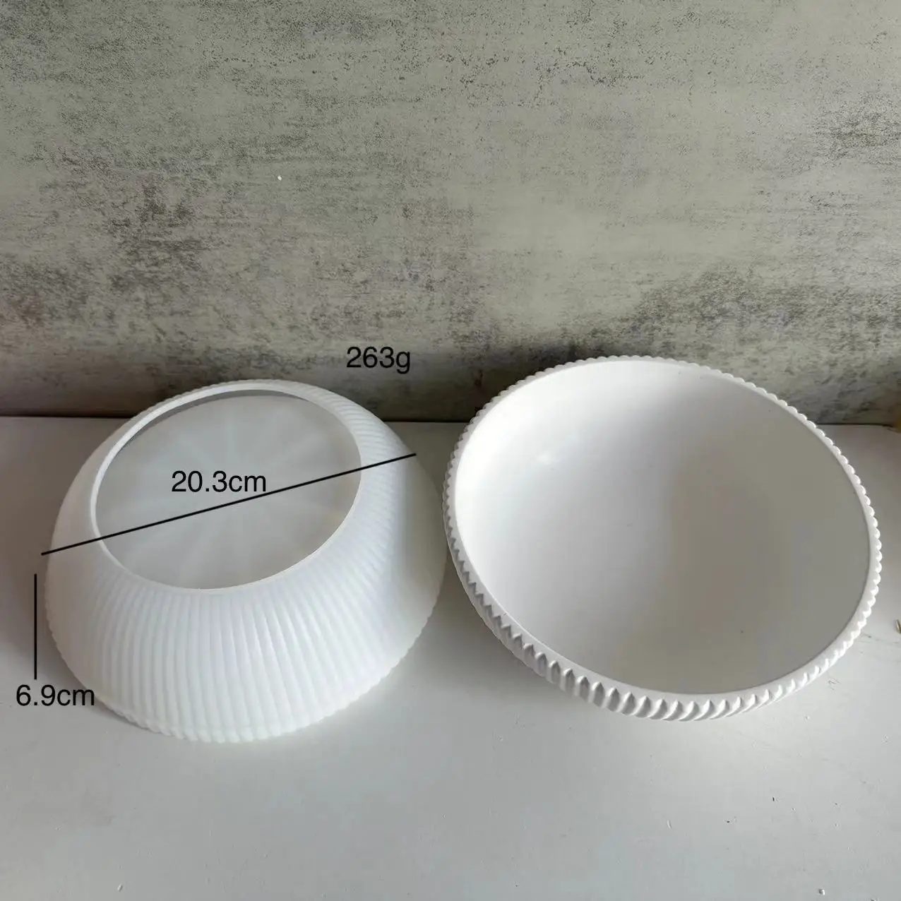 Large Capacity Bowl Candle Vessel Concrete Mold Home Garden Planters Storage Tray Silicone Mold Striped Concrete Cement Cup Mold