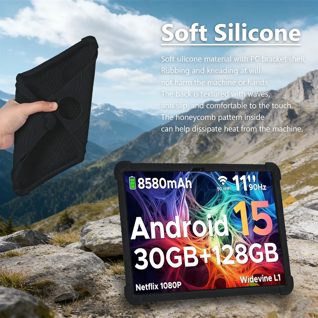 

Case for DOOGEE Tab A9+ / Tab A9 Pro+ 11 Inch Tablet Soft Silicone Shockproof Cover with Foldable Kickstand & Airbag Protection