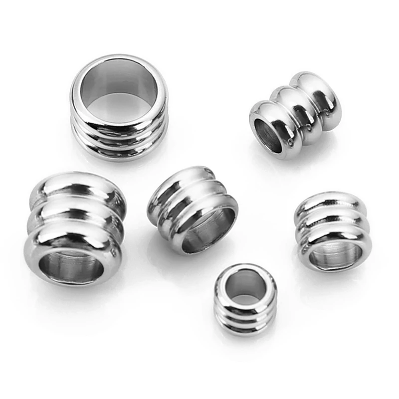 30pcs 3mm 4mm 5mm 6mm Stainless Steel Big Hole Spacer Beads for DIY Jewelry Making Charm Necklace Bracelet Tube Beads Wholesale