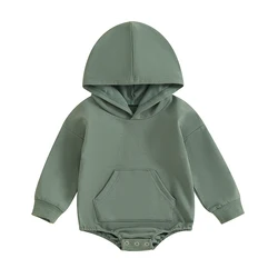 Infant Baby Boy Girl Sweatshirt Bubble Romper Color Block Long Sleeve Hoodie Pullover Sweater Fall Winter Clothes