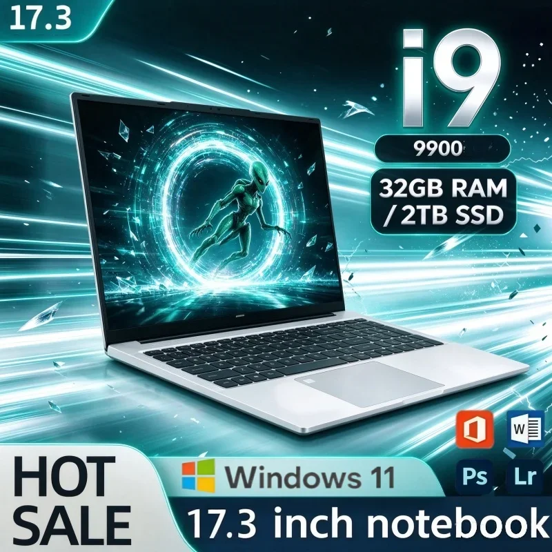 17.3 Inch HD Display Laptop Intel Core I9-9900 32GB RAM 2TB SSD Windows 11 Fingerprint Unlock Notebook For Script Editing
