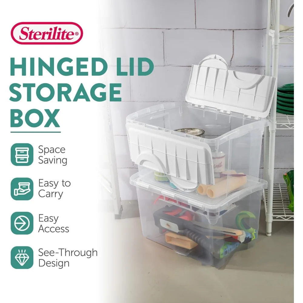 صندوق تخزين رمادي سعة 14 جالون من Rubbermaid BRUTE مع غطاء، متين للتنقل والتخييم واستخدام المرآب