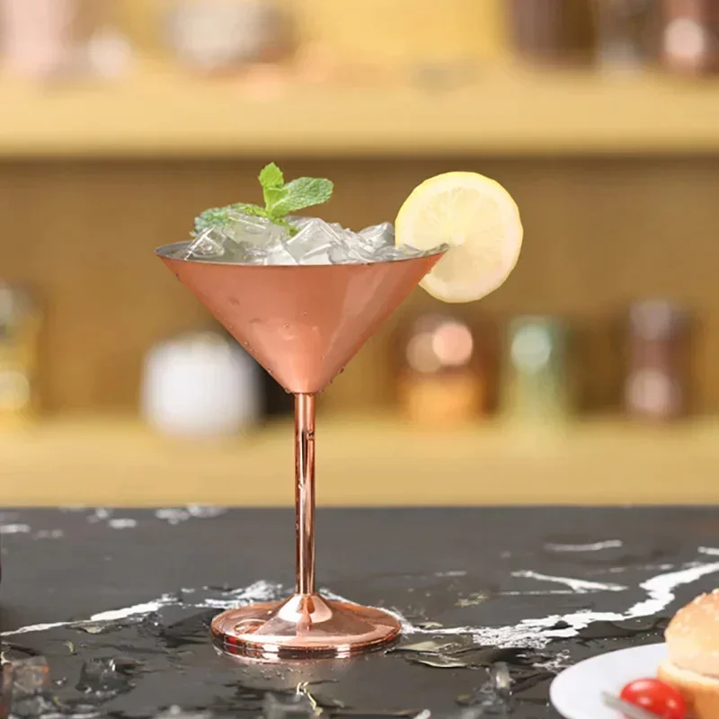 304 Stainless Steel Martini Cocktail Glass Champagne Goblet Wine Cup Rose Gold Personalized Design Metal Utensils