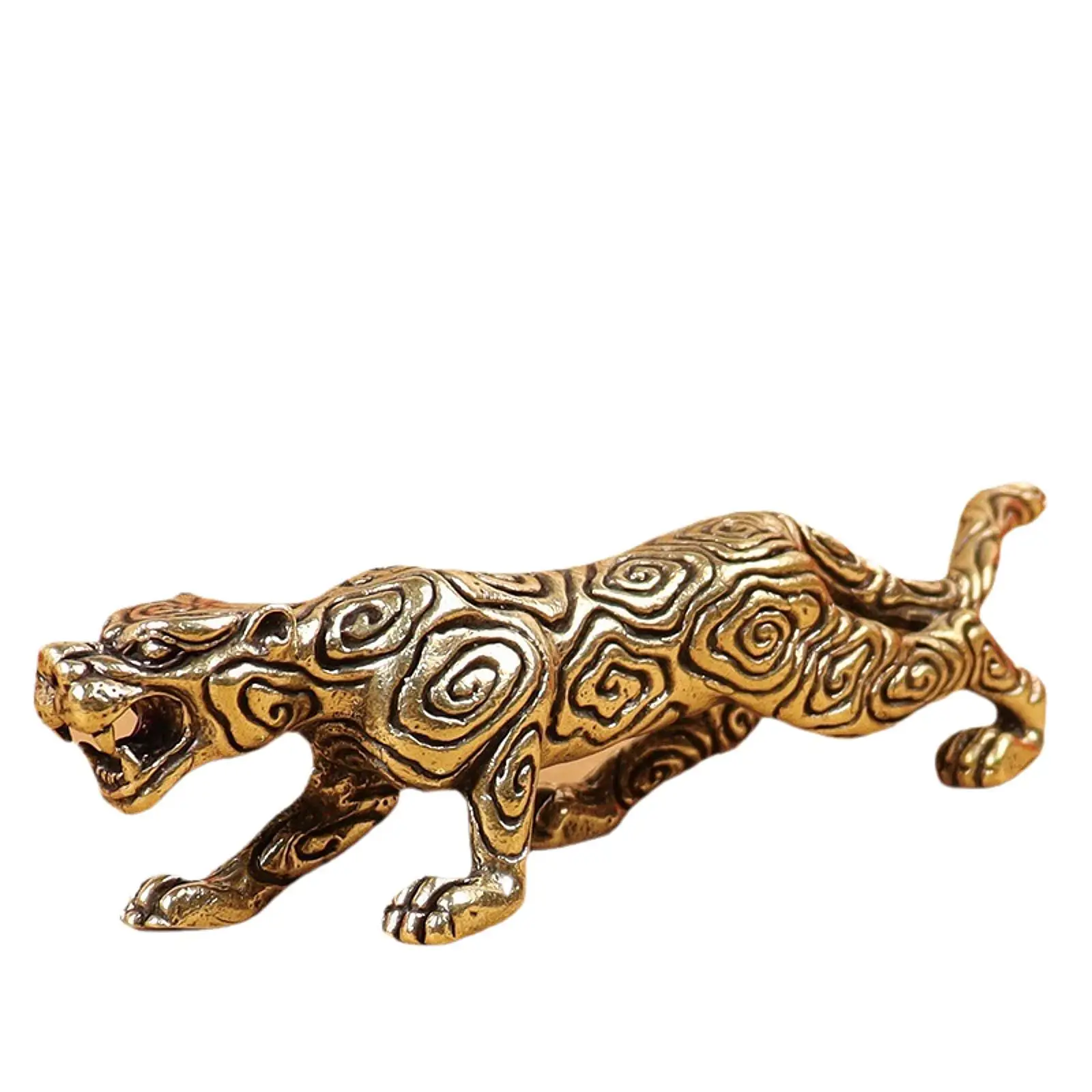 Copper Leopard Figure Aureate Decorative Creative Collection Animal Sculpture for Holidays Parties Exhibition Decoration Office