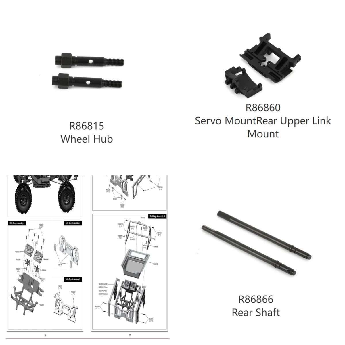 RGT Accessories R86815 R86866 R86860 For Crawler RC Car EX86170PRO Upgraded Challenger 1/10 Four-wheel Drive