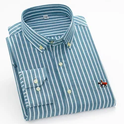 M~6XL Men's Shirt Long Sleeve Cotton Oxford Fashion Casual Pocket Regular Fit Solid Color StripeBusiness Formal Shirt