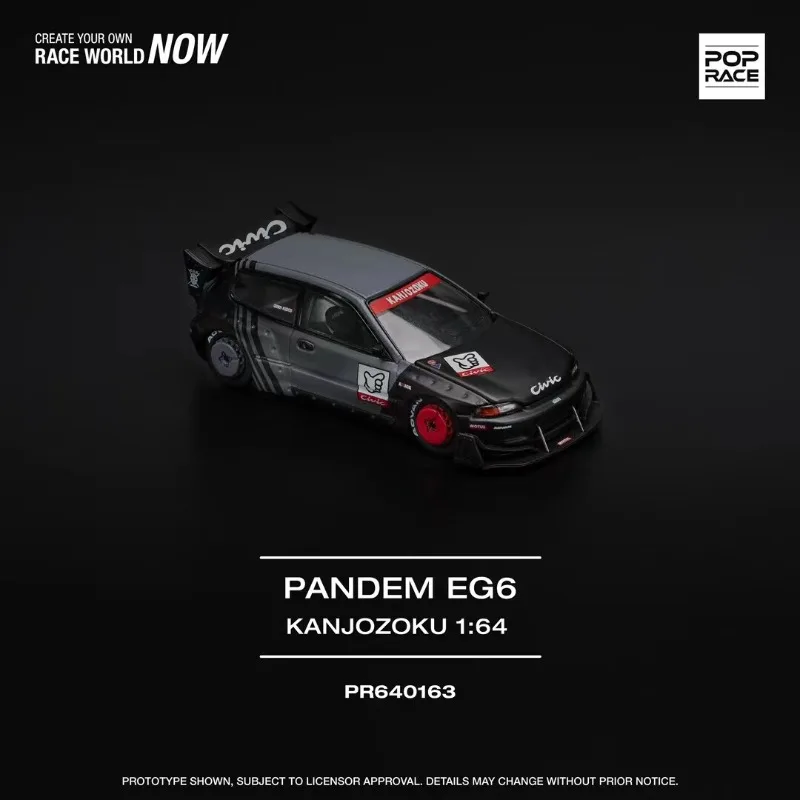 Diecast POPRACE 1:64 Scale Civic EG6 Mk5 Rocket Rabbit Alloy Car Model