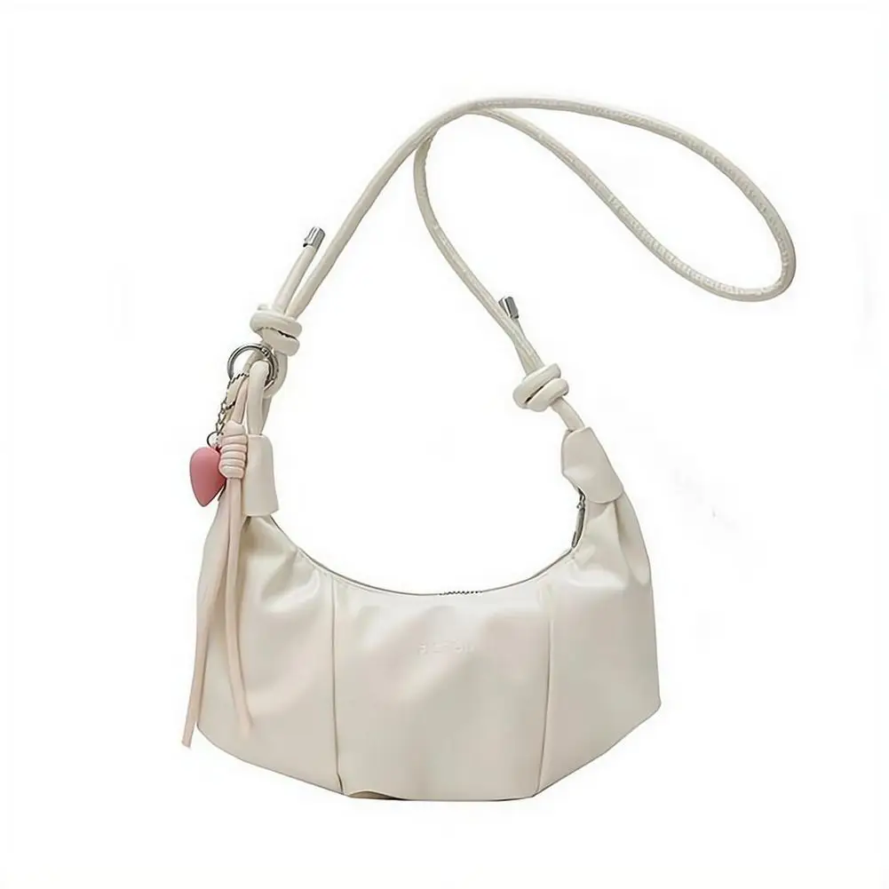 Umhängetasche für Damen, Kunstleder-Schultertasche, plissierte Halbmond-Hobo-Tasche, Unterarm-Tasche, lässige Umhängetasche, Messenger-Tasche – Detail 2