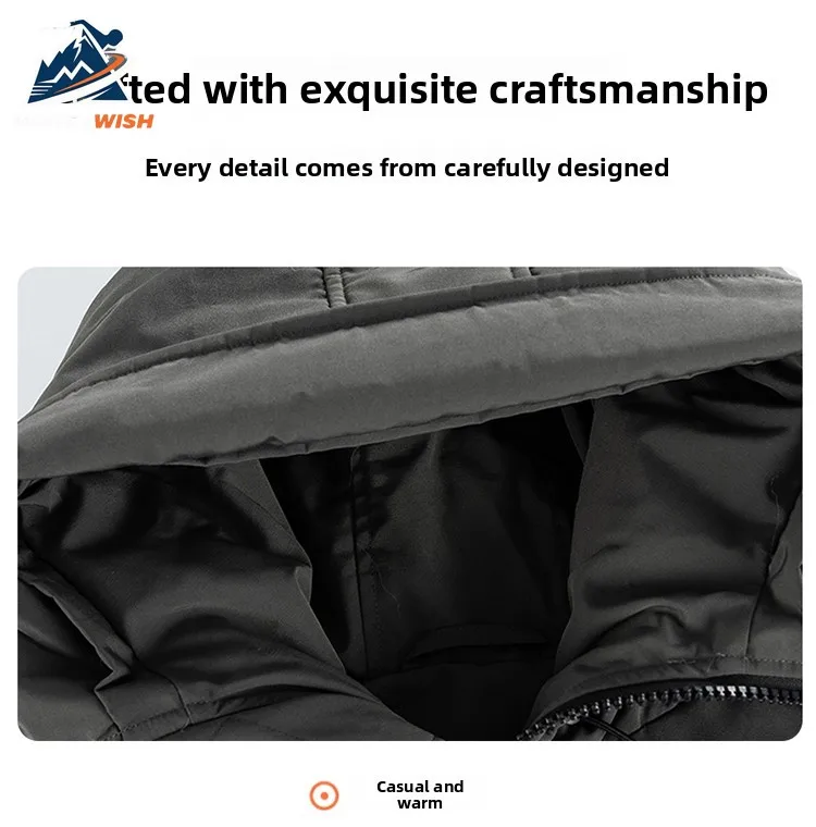 MONEYWISH Down Jacket 2025 Retro Tooling Style Thick Velvet Cold Protection Warmth Fur Neck Coat Outdoor Casual Winter Down Coat