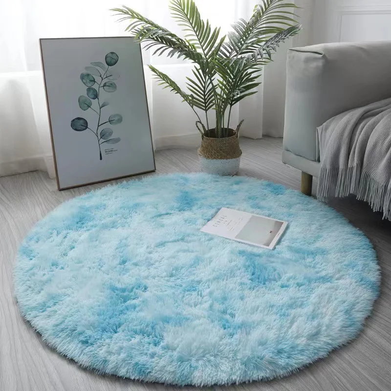 VIKAMA 80X80CM Silk Wool Rug Round CHILDREN\'S Room Living Room Bedroom Washable Non-slip Carpet Game Mat