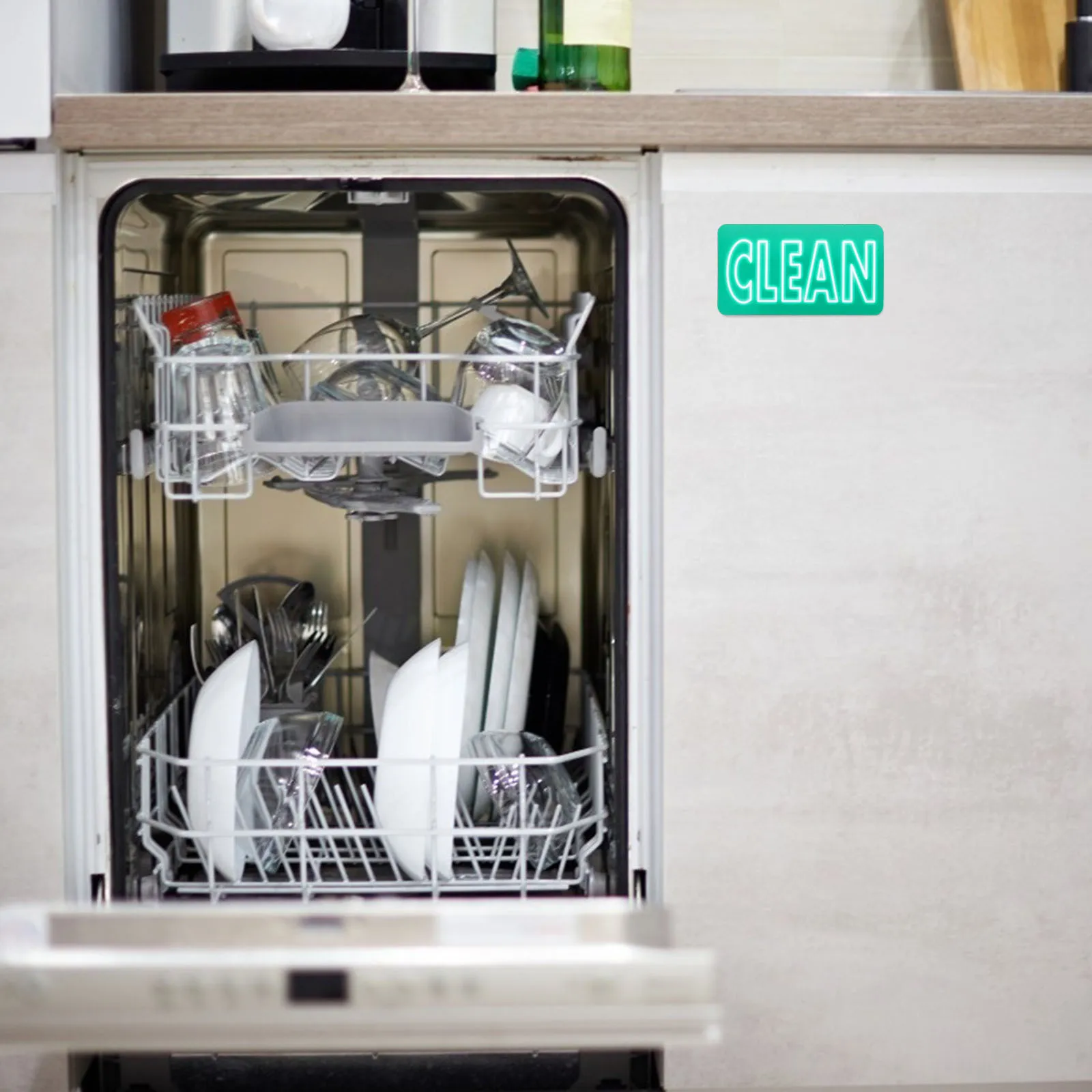 1 Buah Indikator Pembersihan Magnetik Dua Sisi untuk Mesin Cuci Piring, Label Magnetik untuk Mesin Cuci dan Kulkas, Perlengkapan Dapur
