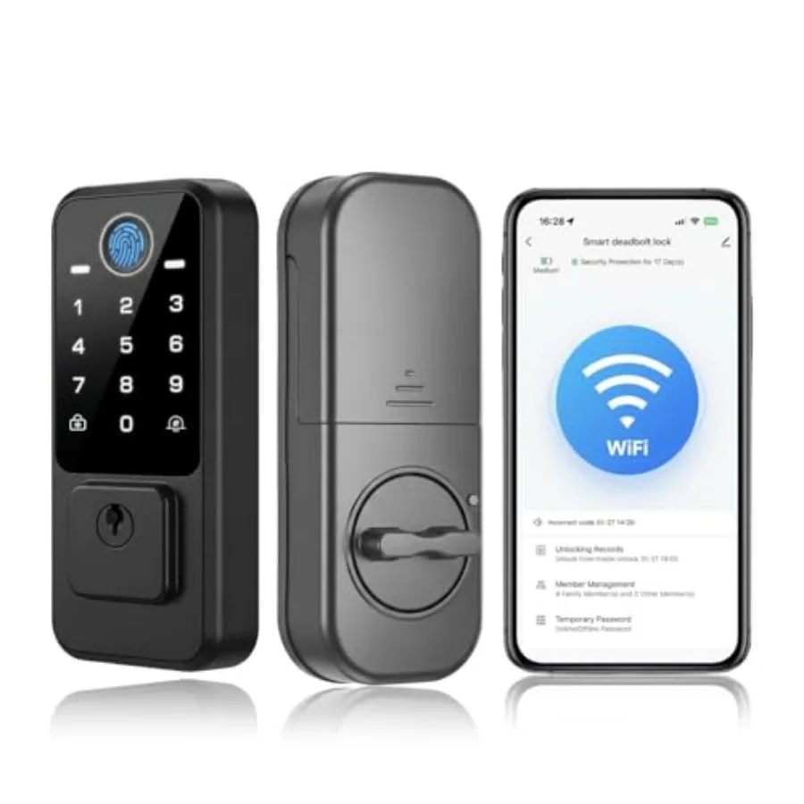

Smart Door Lock with Built-in WiFi - Keyless Entry Door Lock for Front Door Fingerprint Door Lock with App Control 5-in-1 Touch