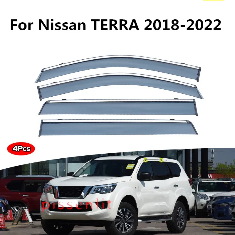 For Nissan TERRA 2018 2018 2019 2020 2021 2022 Window Visors Wind Rain Guard Roof Sun Rain Shade Vent Visor Spoiler Wing Chrome