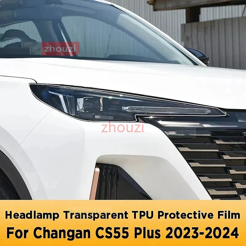 For Changan CS55 Plus 2023 2024 Car Headlight Protective Film Smoked Black Tint Wrap Vinyl Transparent TPU Sticker