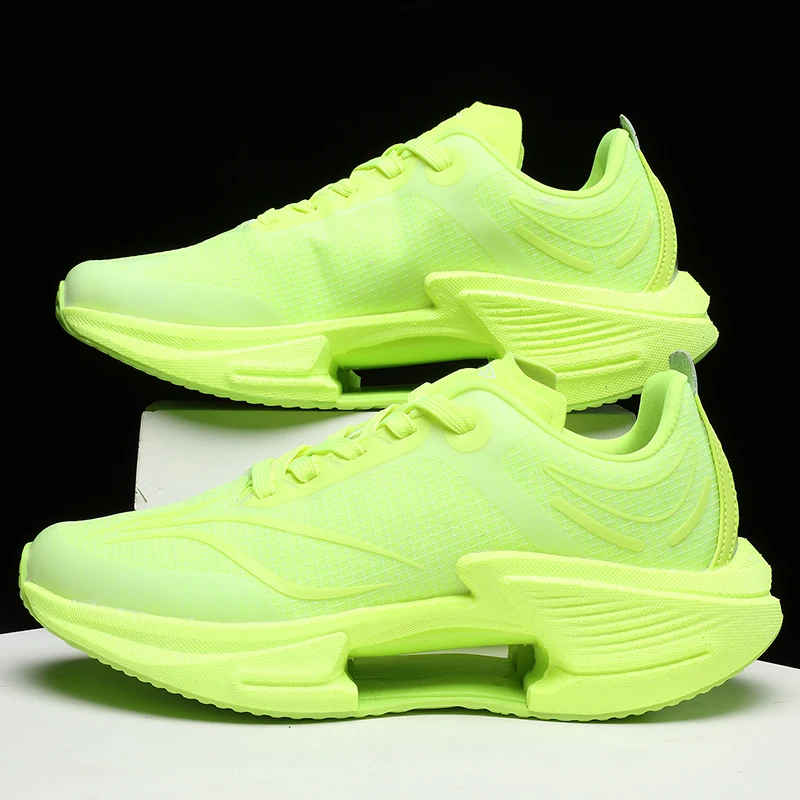 

Sports and leisure shoes, men's shoes, marathon oversized air cushioned shoes, fly woven all season rubber, wear-resistant, anti