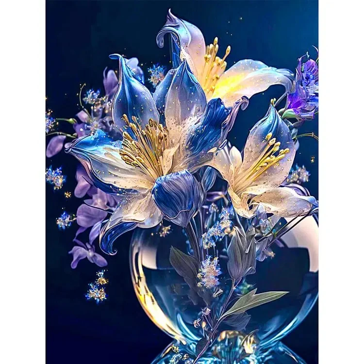 Wunderschönes Blumen- und Floralszenen-5D-Diamantmalerei-Set mit runden Steinen für Erwachsene, Wandkunst-Dekoration für Zuhause, Geschenk, Entspannung