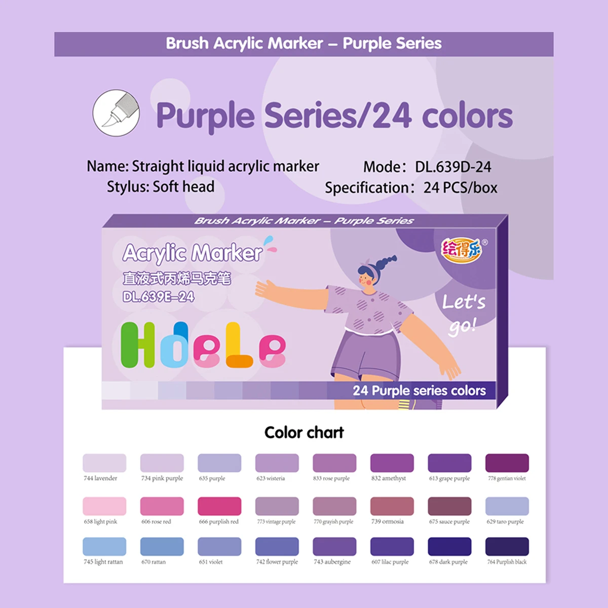 

24 colors/box Direct-liquid Acrylic Color Marker, for Wood,Canvas,Glass,Fabric,Egg,Rock Painting DIY Crafts Colorful pens